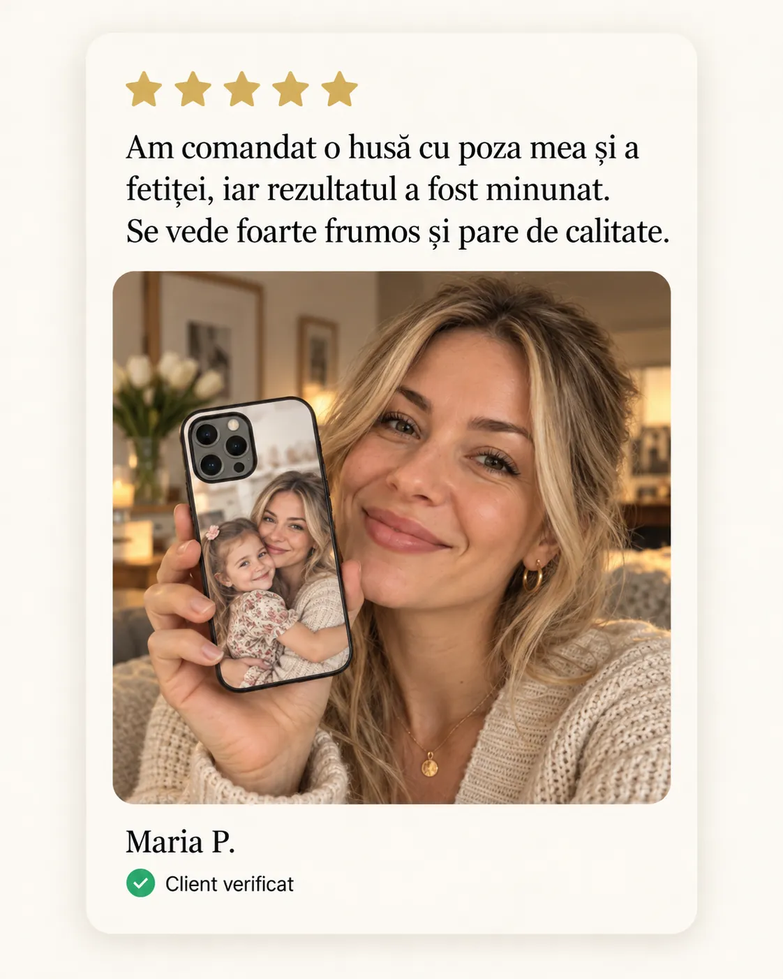 Imagine ilustrativă generată: husă personalizată — Mamă și fiică