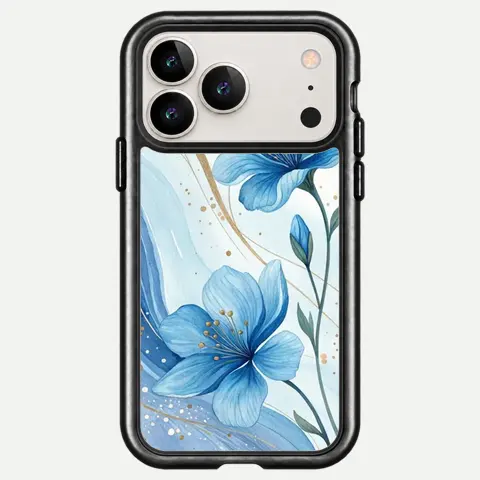 Design Blue Blossom Golden Waves