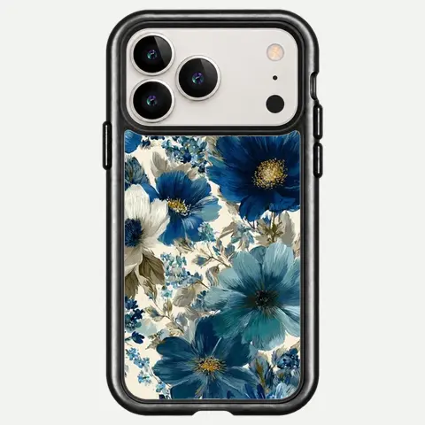 Design Blue Gold Botanical Lace