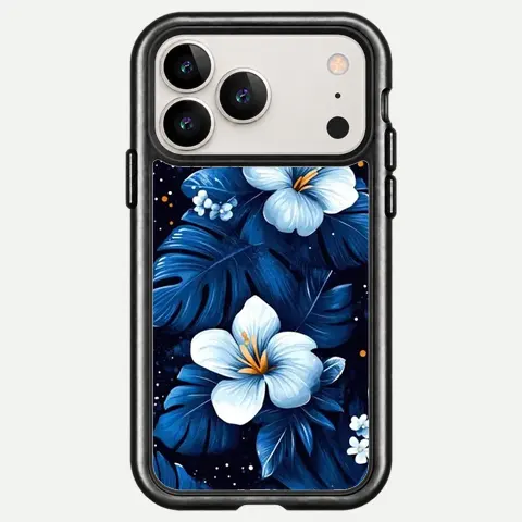Design Ivory Plumeria Blue Leaves