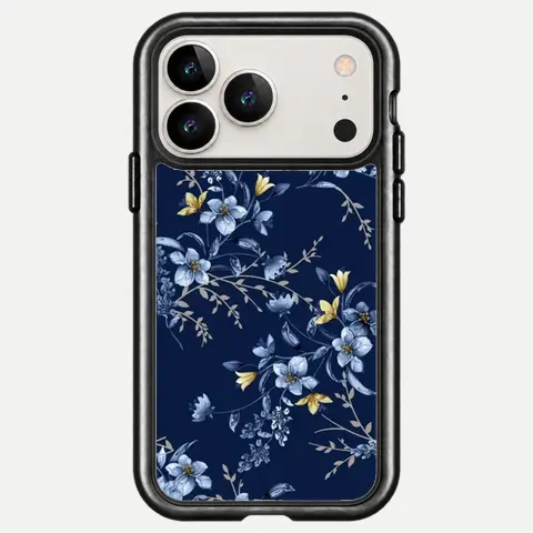Design Navy Silver Blossom Branch