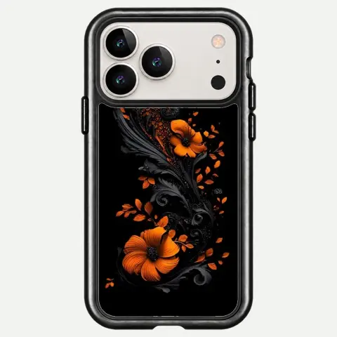 Design Orange Floral Shadow Swirl