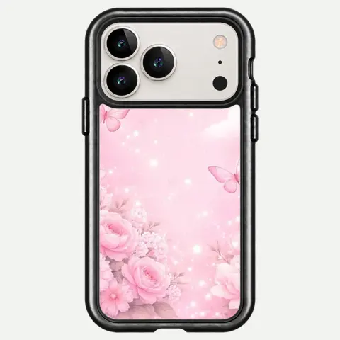 Design Pink Butterfly Rose Clouds