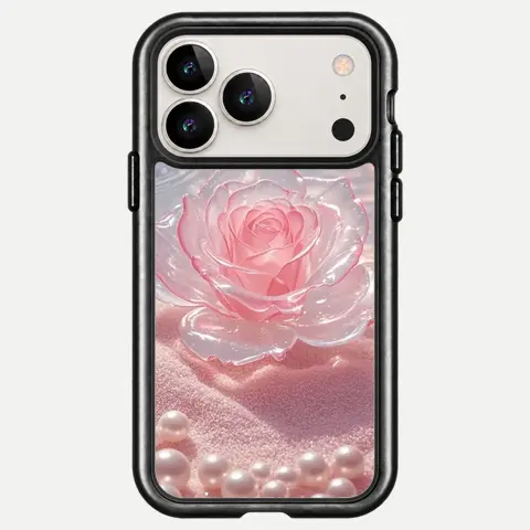 Design Pink Glass Rose Pearls
