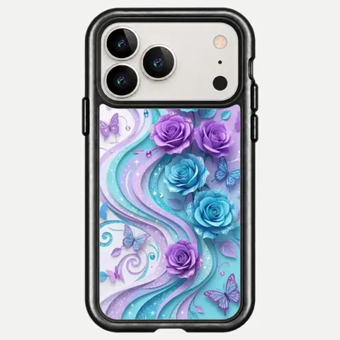 Design Turquoise Rose Ribbon Swirl