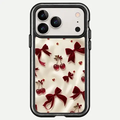 Design Burgundy Ribbon Cherry Print